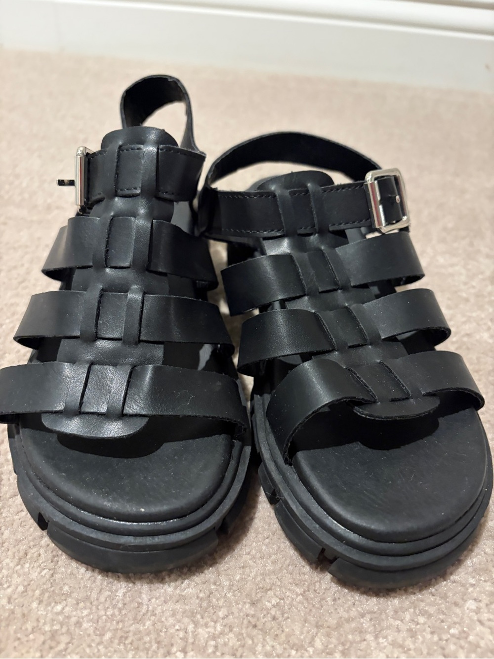 MIA Black Strappy Fisherman-Style Kids Sandals